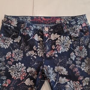 Desigual High Rise Blue and Pink Floral Jeans NWOT